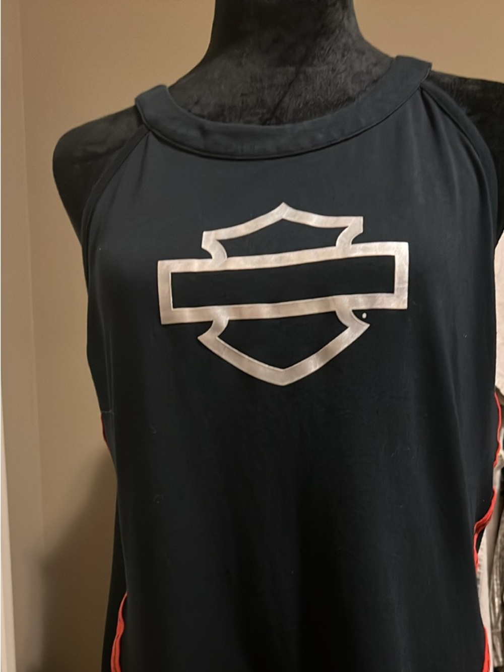 Harley-Davidson Black Tank Top with Red Side Accents and Silver Logo